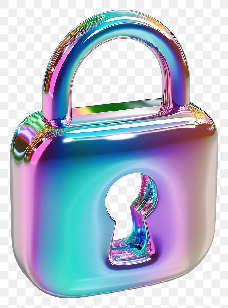 PNG Lock icon iridescent white background protection cosmetics.