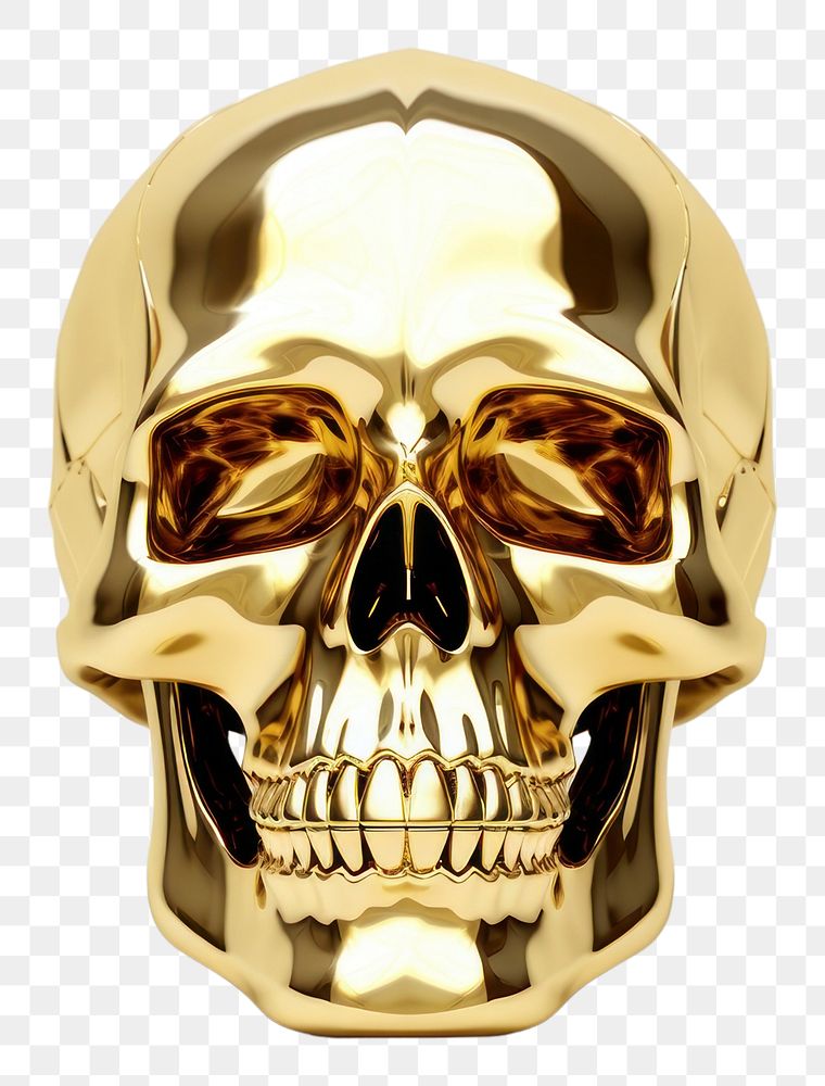 PNG Skull gold shiny white background.