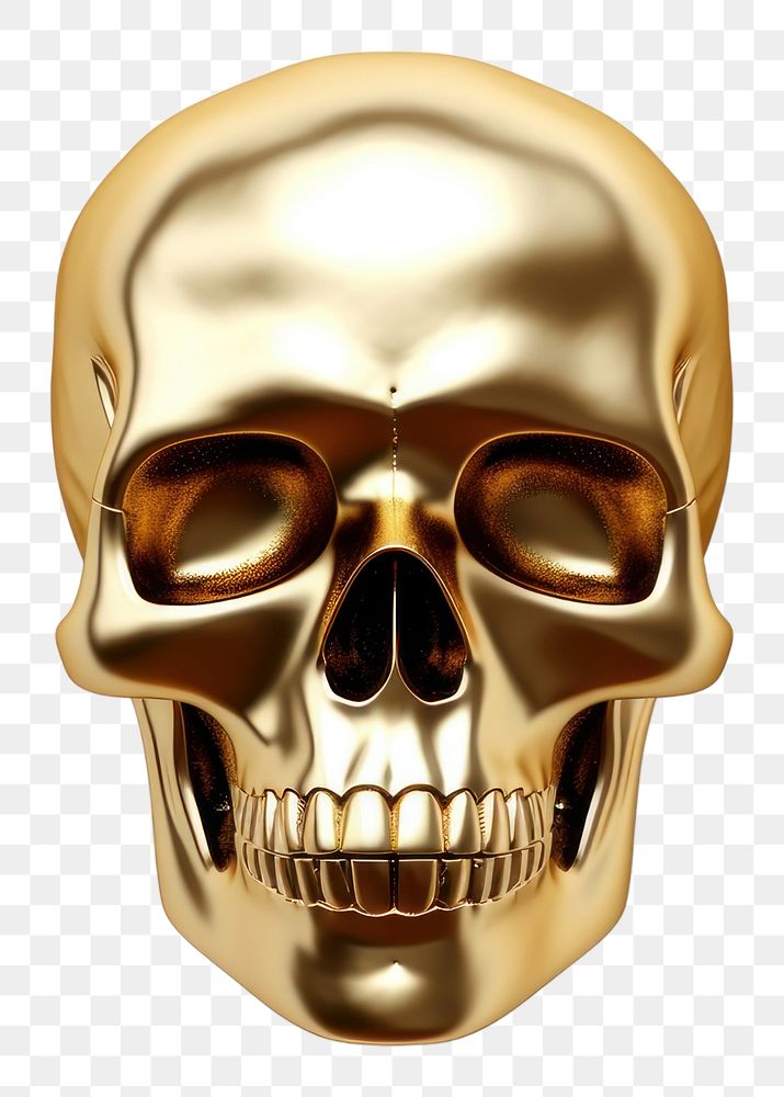 PNG Skull shiny gold white background.