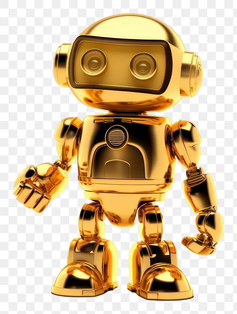 PNG Robot gold toy white background.