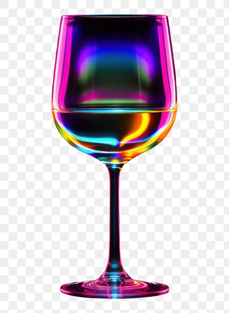 PNG  3D render neon wine glass icon transparent drink refreshment.