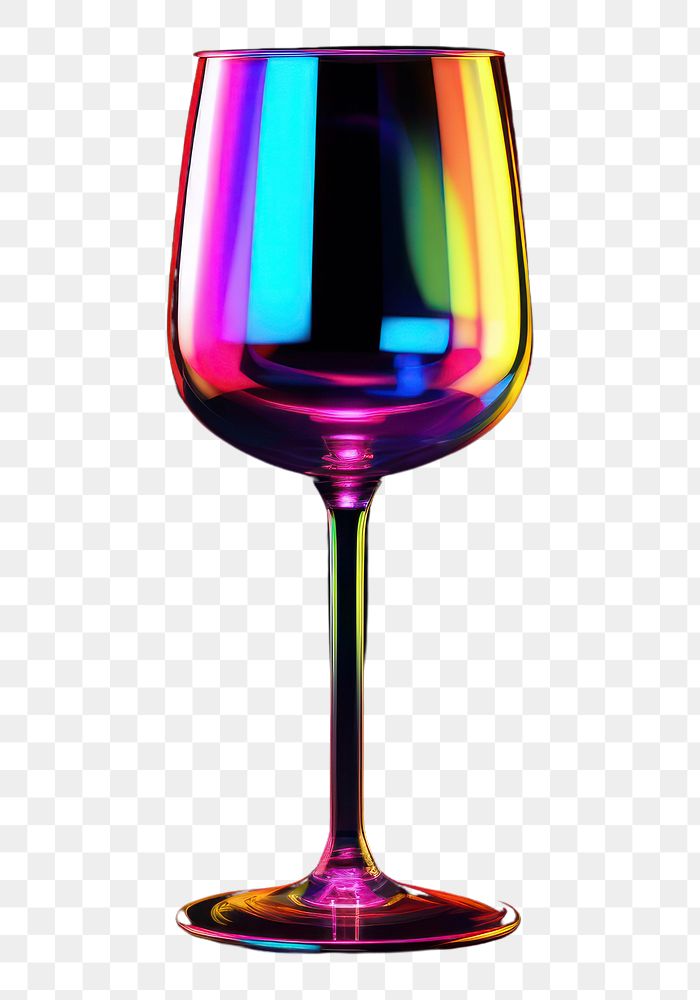 PNG  3D render neon wine glass icon drink refreshment celebration.