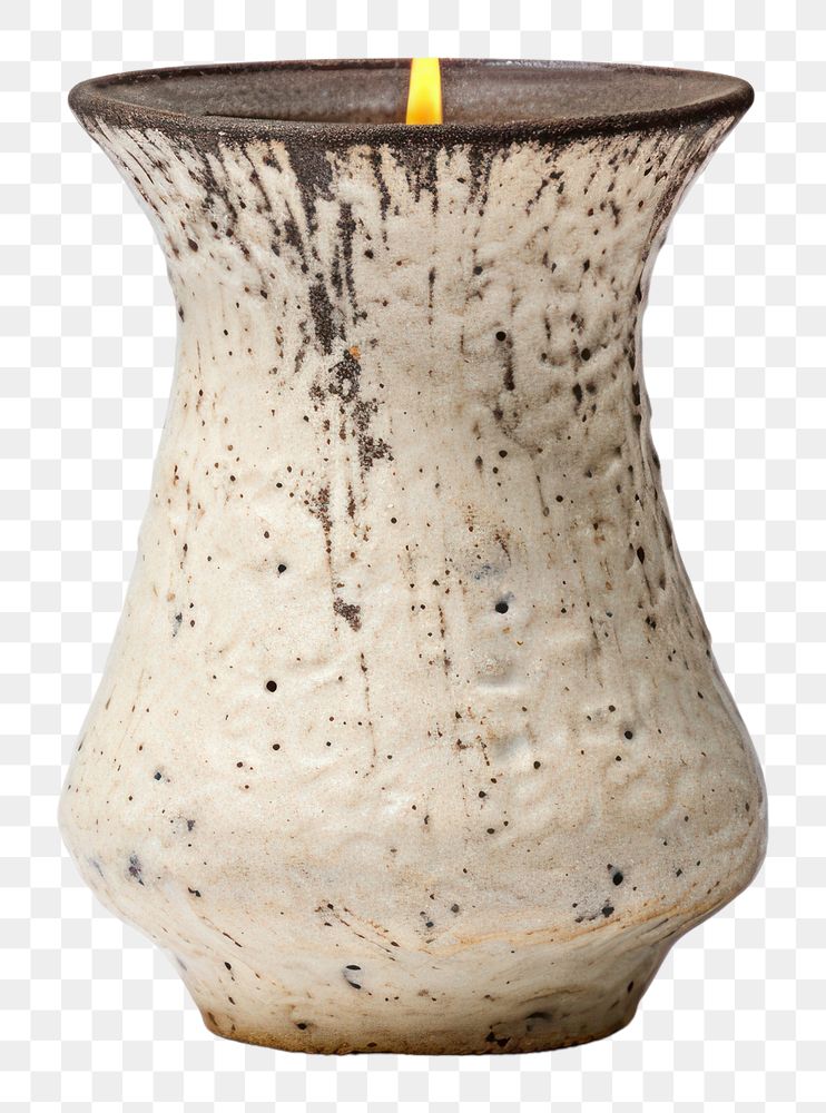 PNG Pottery off-white Candleholder pottery vase jar.