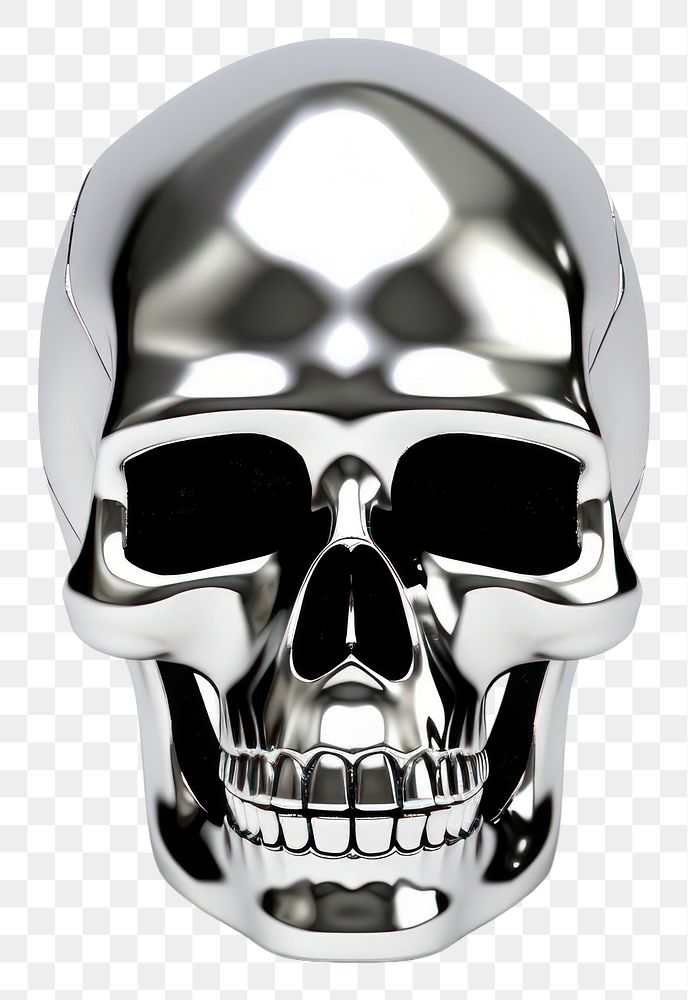 PNG Skull silver white background jewelry.