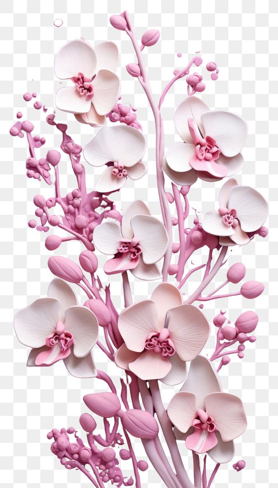 PNG  Orchid bas relief small pattern art flower petal.