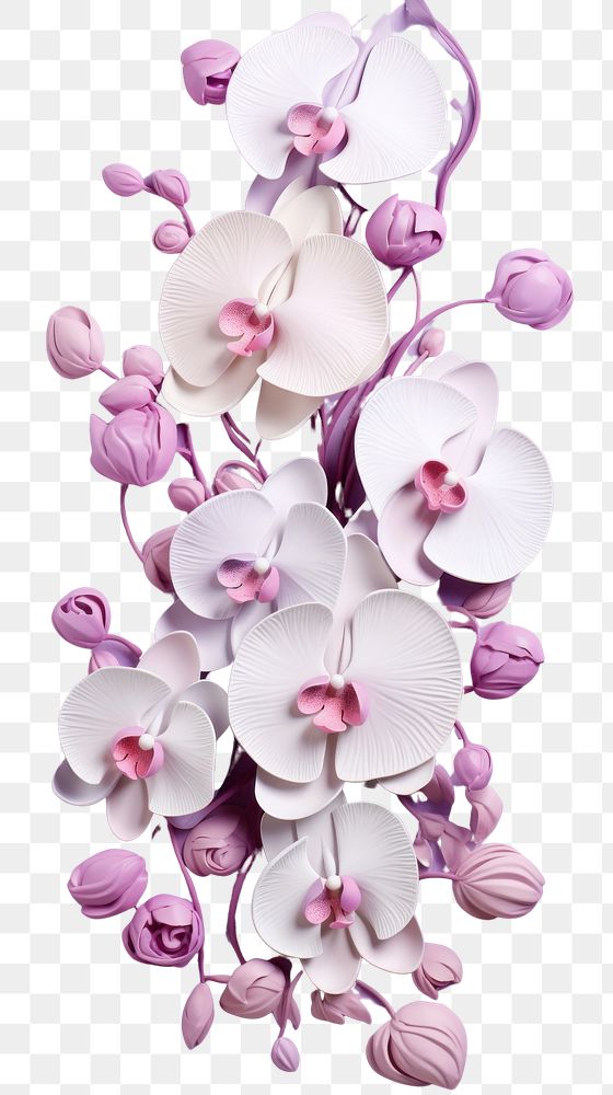 PNG  Orchid bas relief small pattern flower purple petal.
