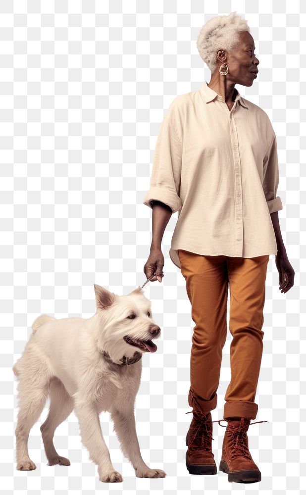 PNG Cream shirt and pant mockup walking dog mammal.