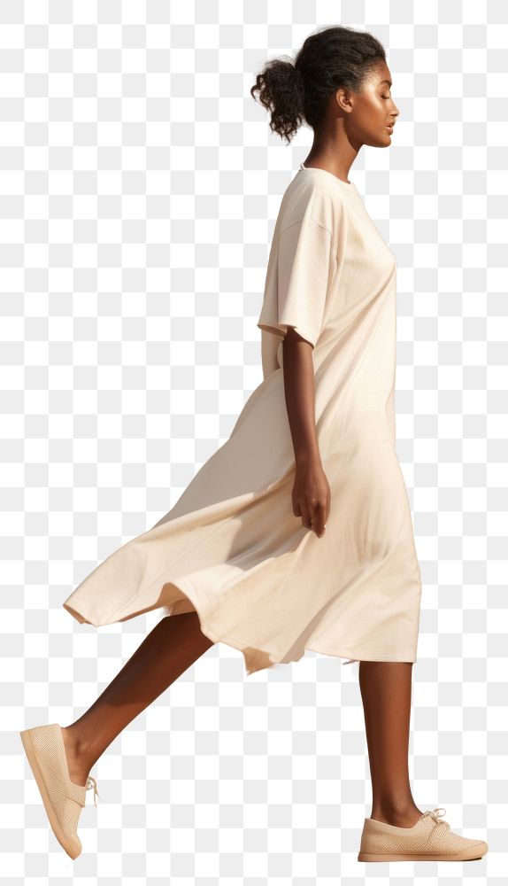 PNG Cream dress mockup footwear fashion sleeve.