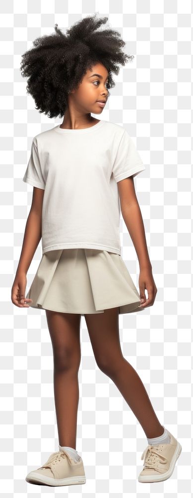PNG Cream t-shirt and skirt mockup miniskirt shorts person.