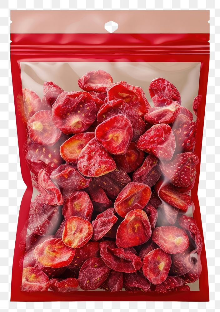 PNG Dried strawberry Doypack mockup plant petal food.