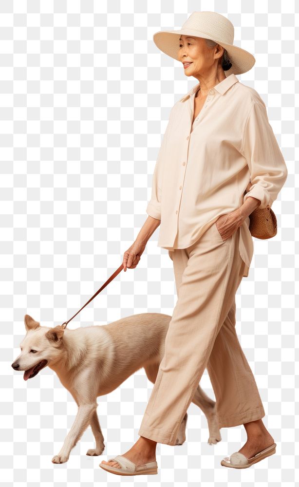 PNG Cream shirt and pant mockup dog walking animal.
