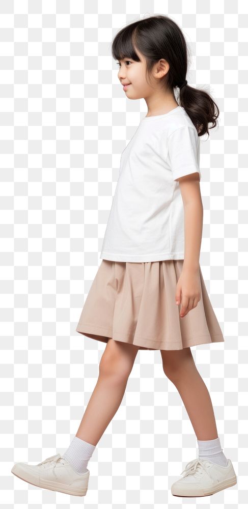 PNG Cream t-shirt and skirt mockup miniskirt person child.