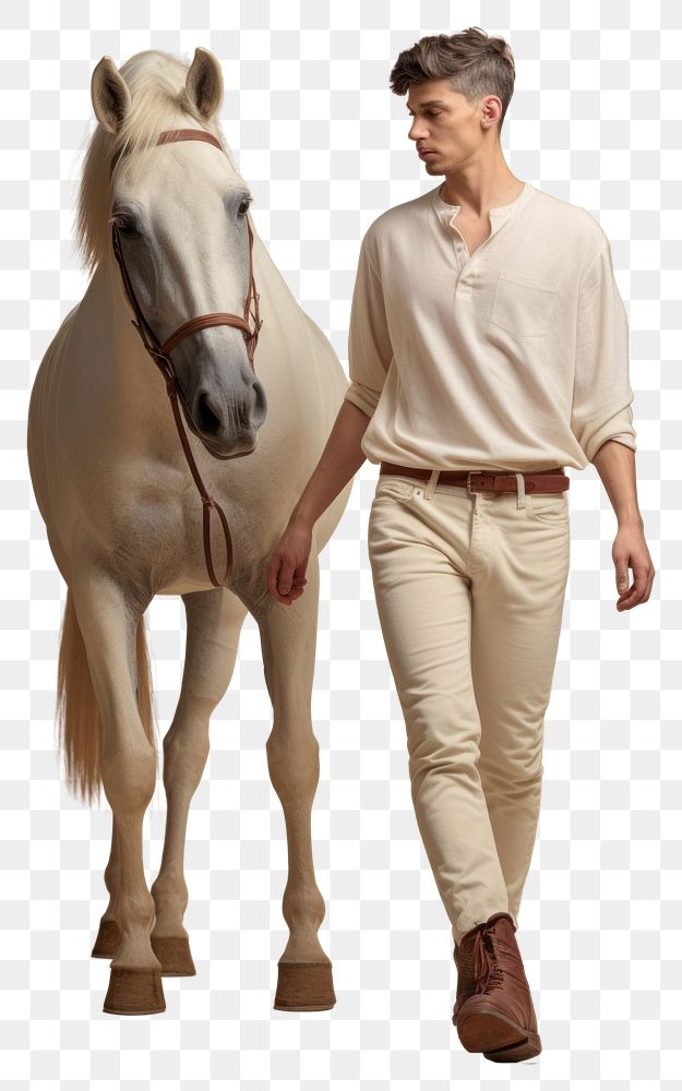 PNG Cream shirt and pant mockup horse footwear mammal.