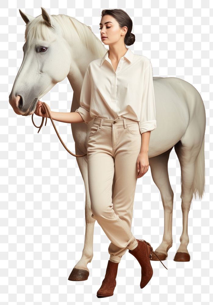 PNG Cream shirt and pant mockup horse footwear animal.