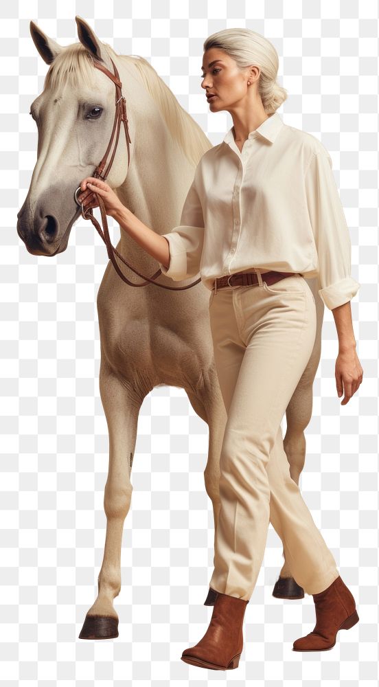PNG Cream shirt and pant mockup horse animal mammal.