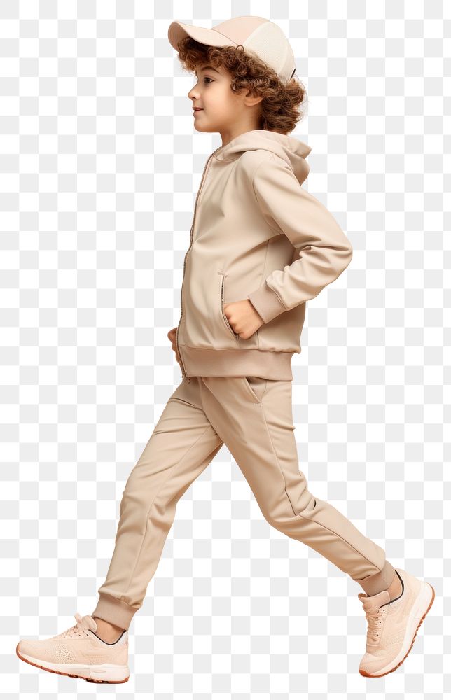 PNG Cream sportwear mockup footwear walking person.