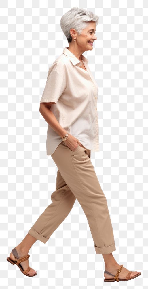 PNG Cream shirt and pant mockup footwear person adult.