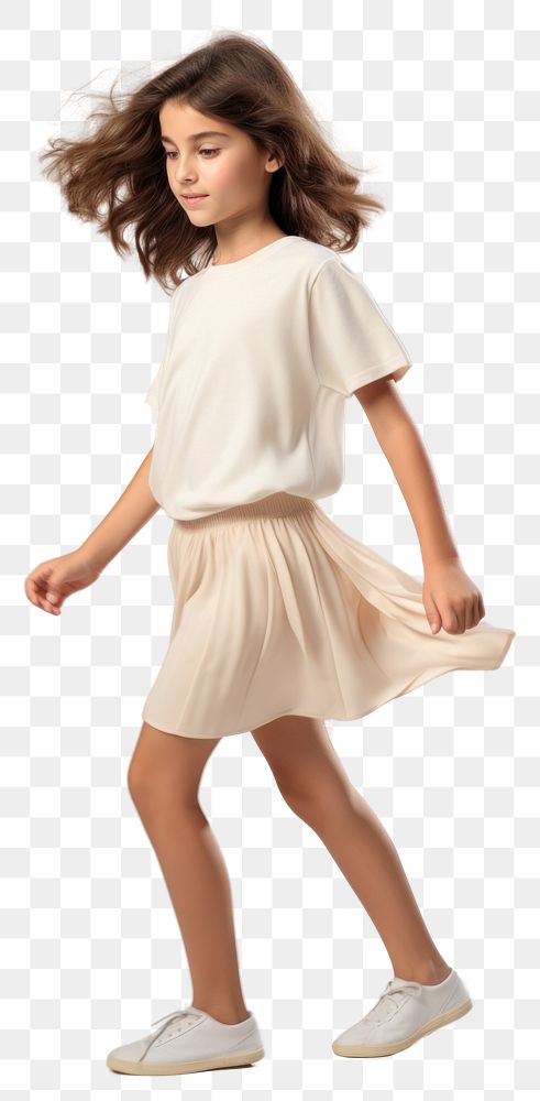 PNG Cream t-shirt and skirt mockup person dress child.