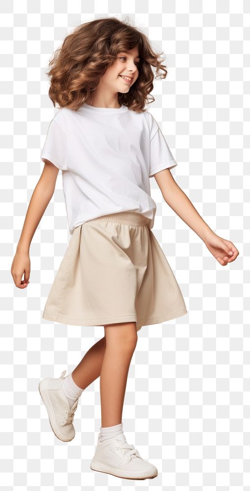 PNG Cream t-shirt and skirt mockup miniskirt person shorts.