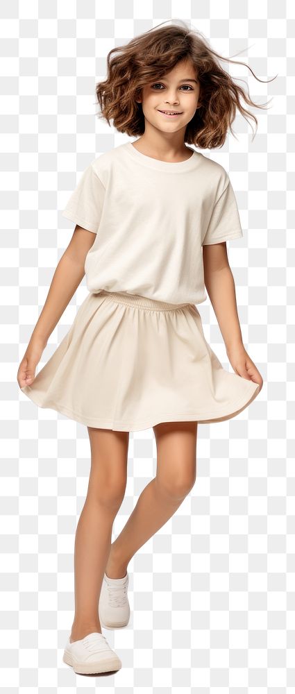 PNG Cream t-shirt and skirt mockup sleeve person dress.