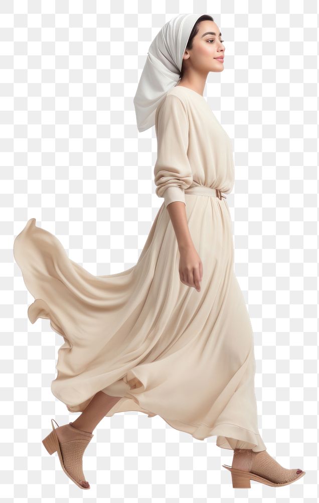 PNG Cream dress mockup fashion person adult.