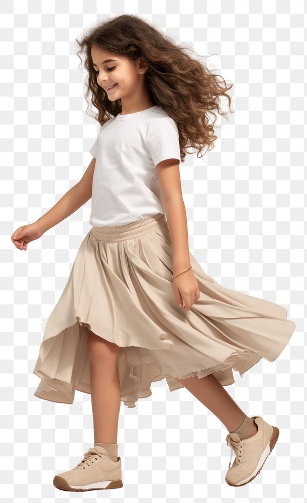 PNG Cream t-shirt and skirt mockup miniskirt person child.