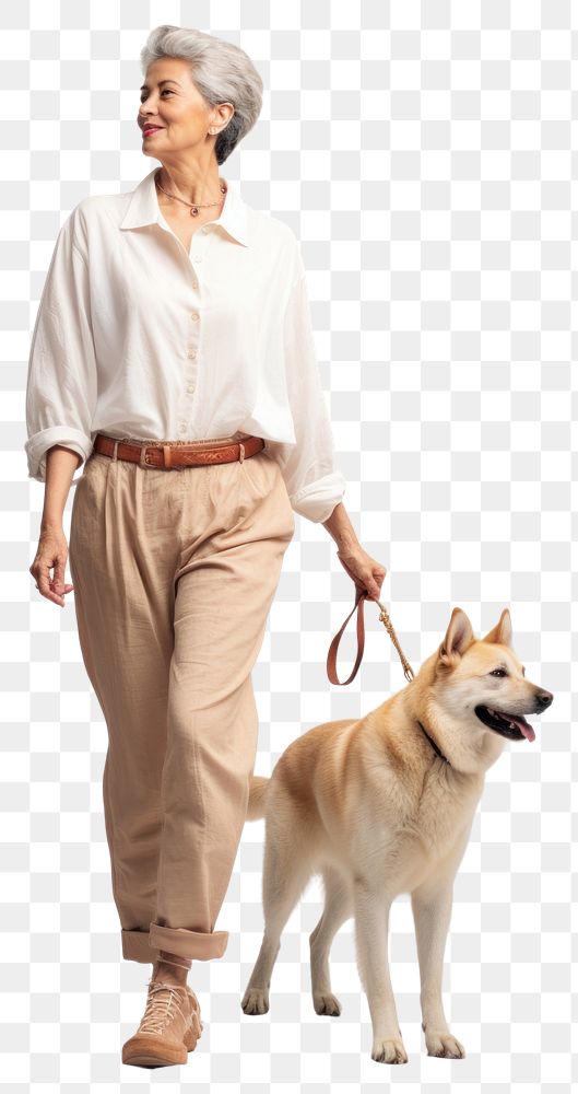 PNG Cream shirt and pant mockup dog walking mammal.
