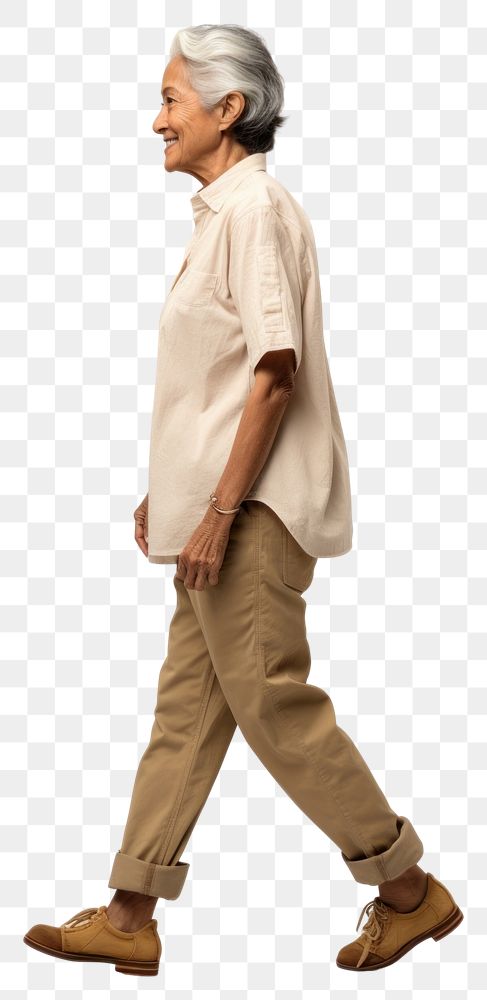 PNG Cream shirt and pant mockup footwear standing walking.
