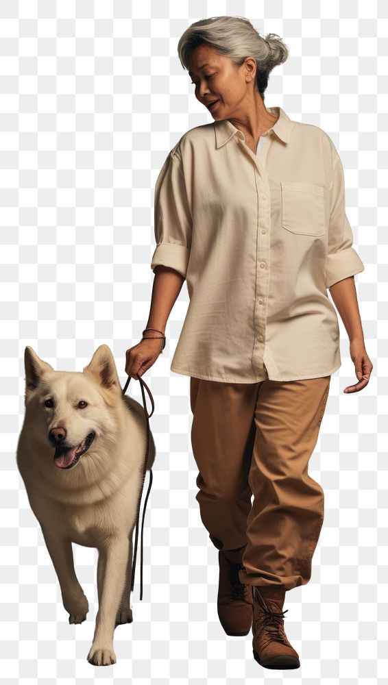 PNG Cream shirt and pant mockup dog mammal animal.