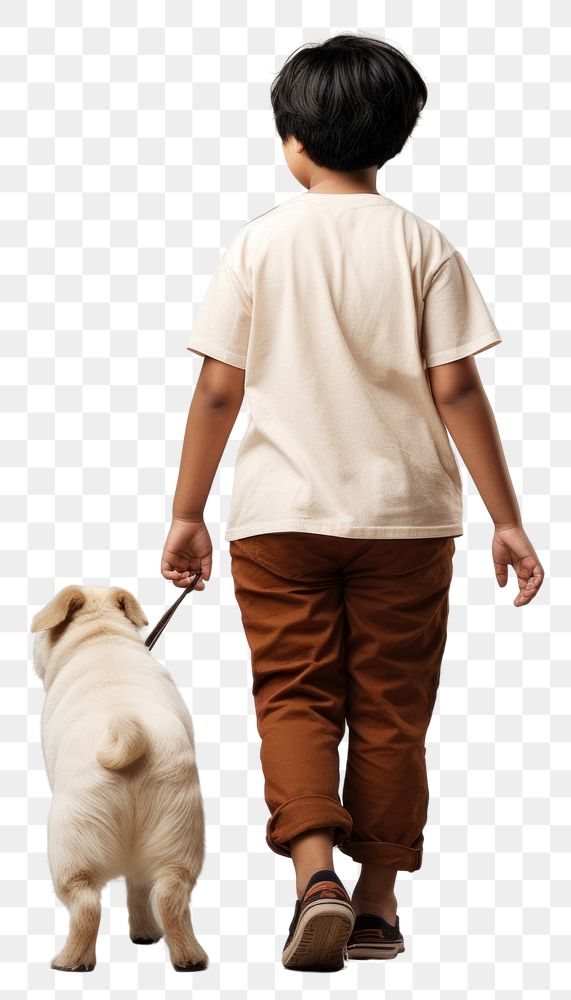 PNG Cream shirt and pant mockup walking pet mammal.
