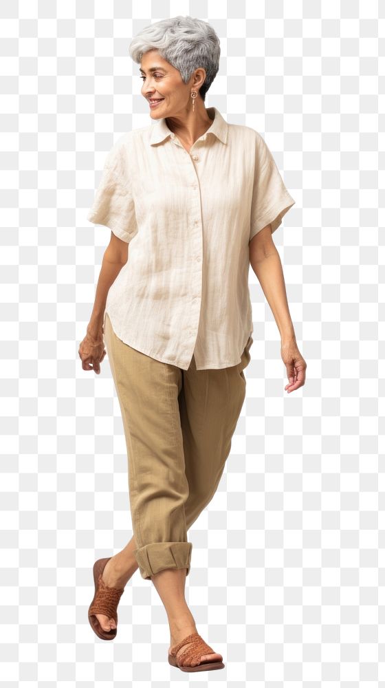 PNG Cream shirt and pant mockup footwear person adult.