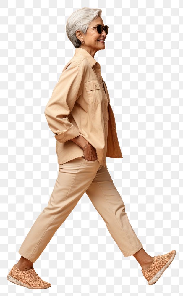 PNG Walking glasses person khaki.