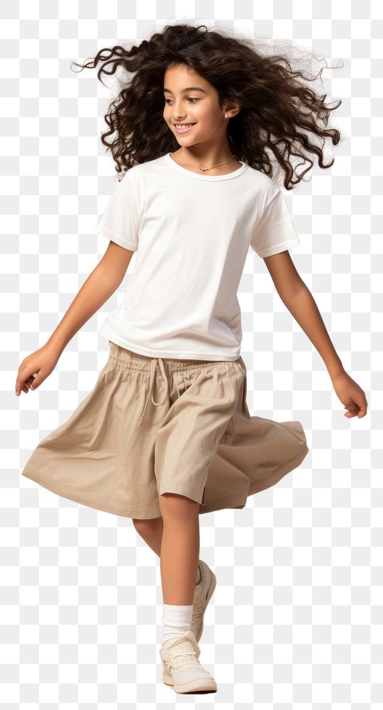 PNG Cream t-shirt and skirt mockup shorts miniskirt person.