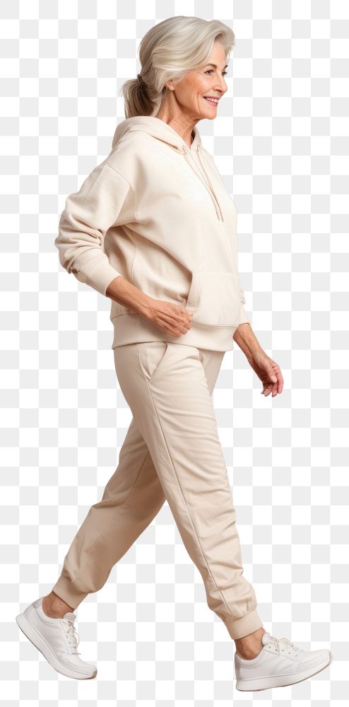 PNG Cream sportwear mockup footwear walking person.