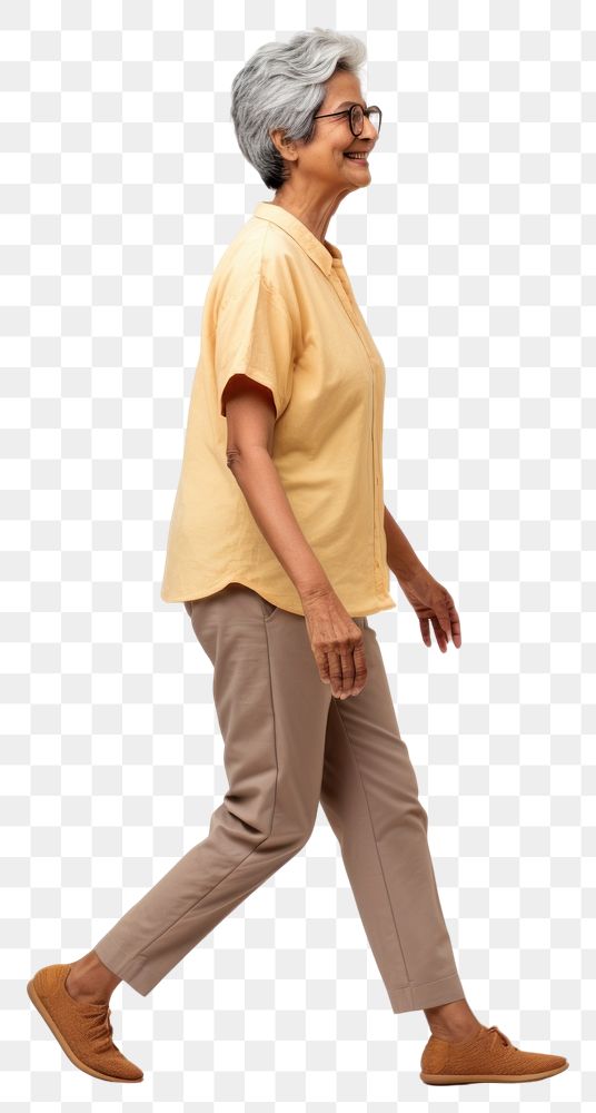 PNG Cream shirt and pant mockup walking person adult.