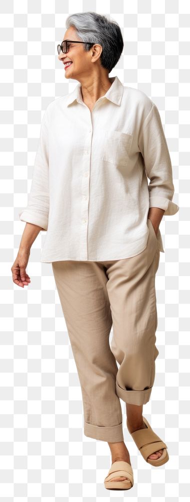 PNG Cream shirt and pant mockup blouse person adult.