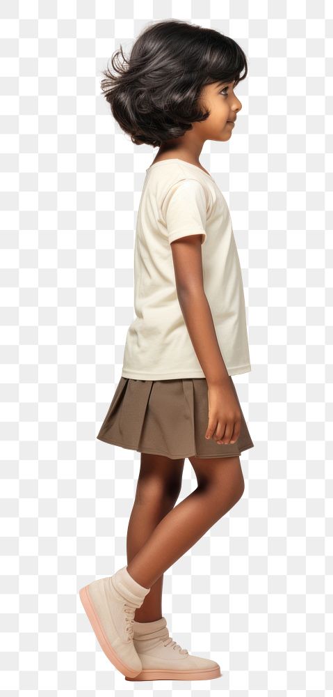 PNG Cream t-shirt and skirt mockup miniskirt sleeve person.