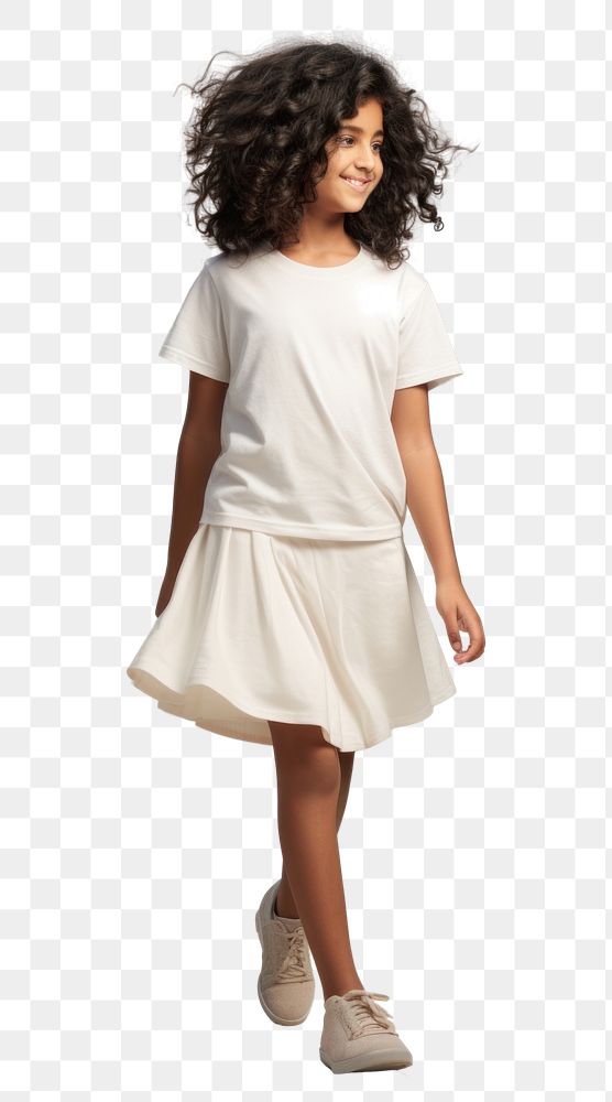 PNG Cream t-shirt and skirt mockup sleeve person dress.