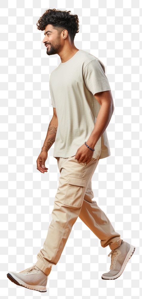 PNG South Asian standing t-shirt walking.