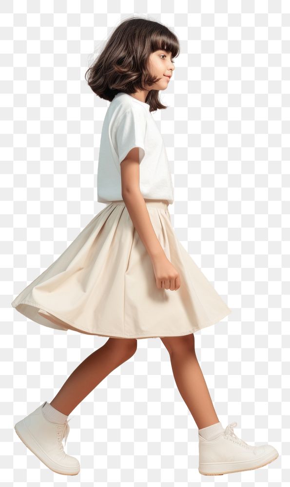 PNG Cream t-shirt and skirt mockup person dress child.