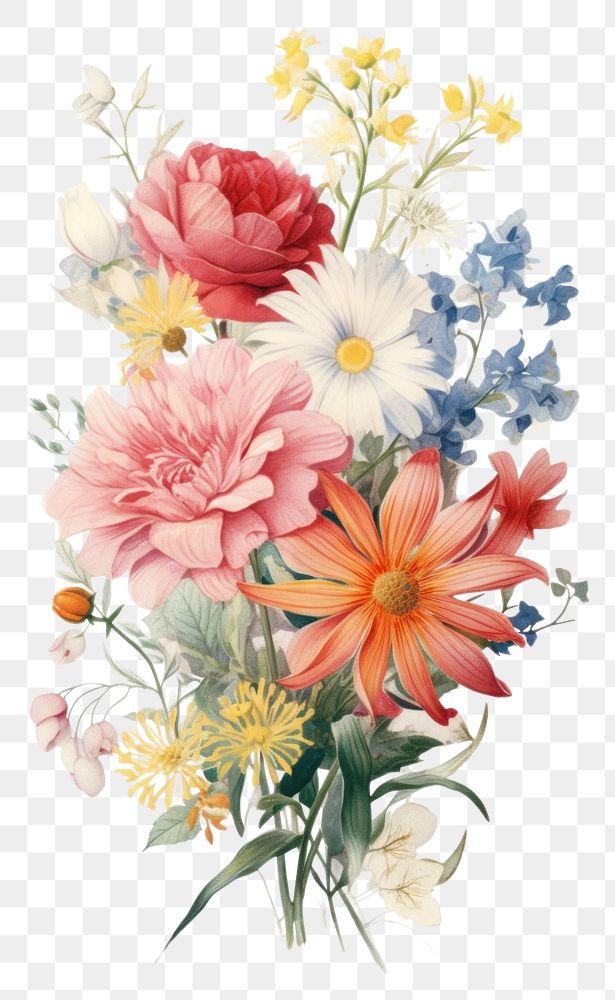 PNG Boquet of flowers painting pattern plant.