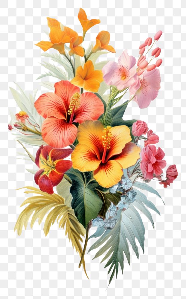 PNG Boquet of tropical flowers hibiscus plant petal