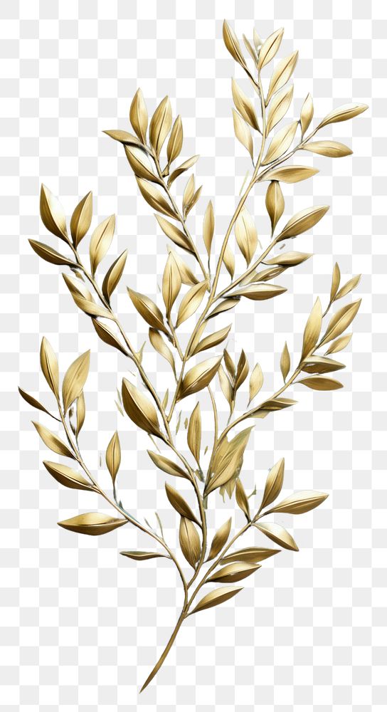 PNG  Olive leaf bas relief pattern gold art accessories
