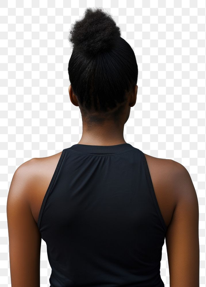 PNG African american woman back black exercising.