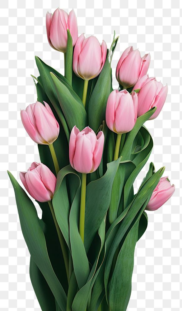 PNG Pink tulips flower plant green. AI generated Image by rawpixel.