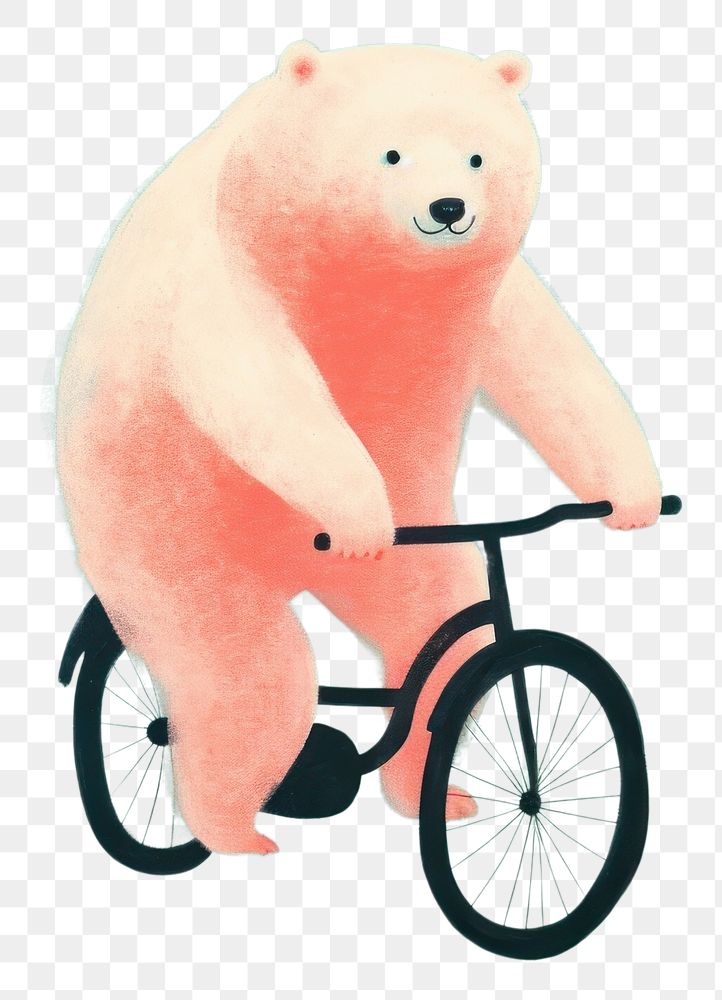 PNG Bear riding bicycle vehicle mammal wheel.