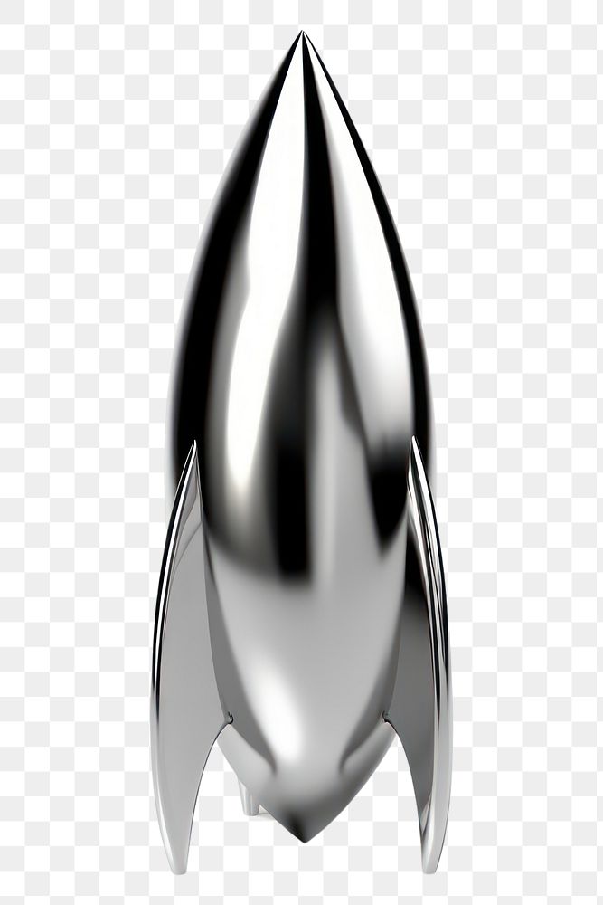 PNG Rocket Chrome material silver shiny white background.