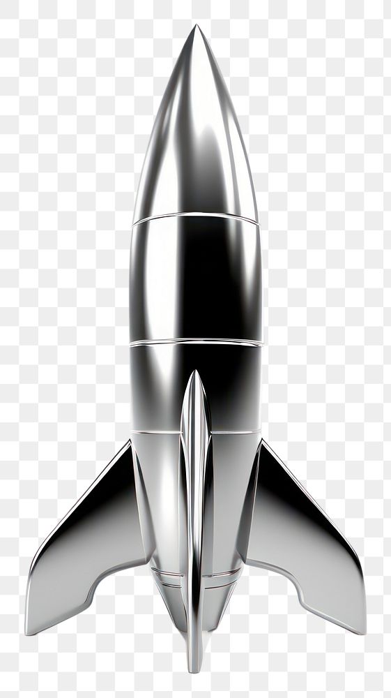 PNG Rocket Chrome material missile shape white background.