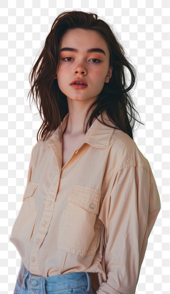 PNG Portrait clothing blouse women.