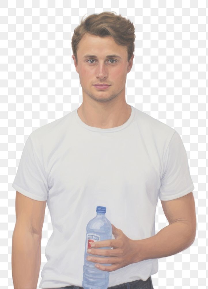 PNG Person holding water bottle t-shirt sleeve adult.